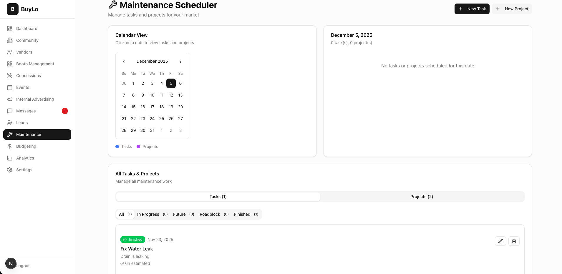 Maintenance Tracking